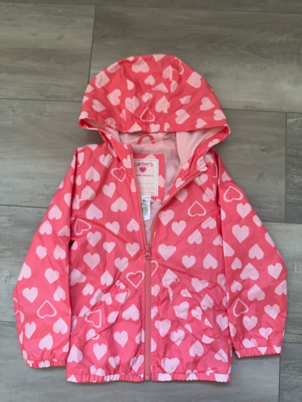 Carter's Pink Heart-Print Hooded windbreaker Jacket size 5